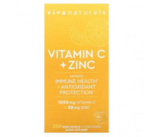 Витамин C Viva Naturals, Vitamin C + Zinc, 250 Veggie Capsules