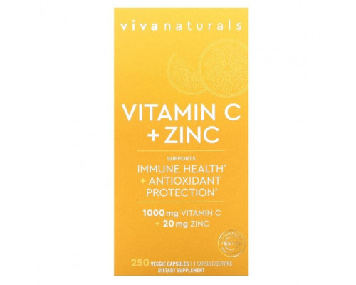 Витамин C Viva Naturals, Vitamin C + Zinc, 250 Veggie Capsules Витамин C Viva Naturals, Vitamin C + Zinc, 250 Veggie Capsules