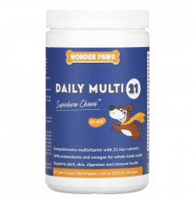 Wonder Paws, Daily Multi 21, Superhero Chews for Dogs, All Ages, 60 Soft Chews, 7.41 oz (210 g)