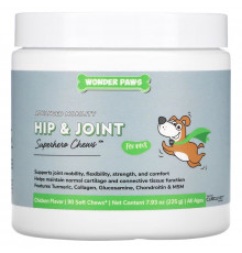Wonder Paws, Advanced Mobility, Hip & Joint, Superhero Chews for Dogs, All Ages, Chicken , 90 Soft Chews, 7.93 oz (225 g)