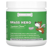 Wonder Paws, Grass Hero, Superhero Chews для собак, для всех возрастов, с курицей, 60 жевательных таблеток, 90 г (3,17 унции)