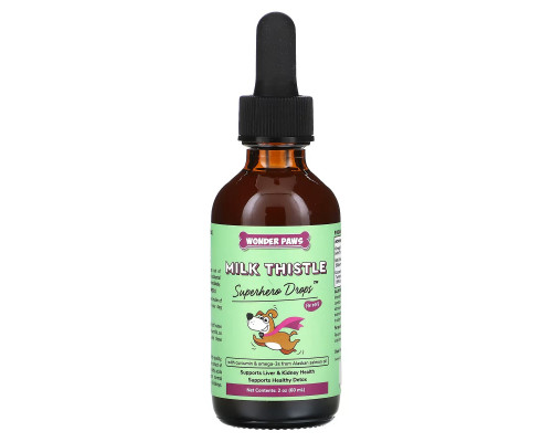 Wonder Paws, Milk Thistle, Superhero Drops, For Dogs, 2 oz (60 ml)