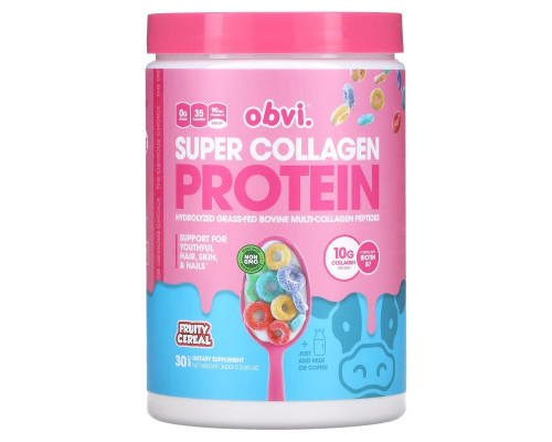 Obvi, Super Collagen Protein, Fruity Cereal, 12.69 oz (360 g) Obvi, Super Collagen Protein, Fruity Cereal, 12.69 oz (360 g)