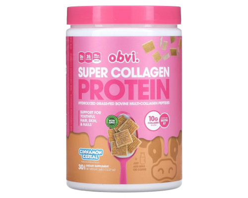 Obvi, Super Collagen Protein, Cinnamon Cereal , 12.27 oz (348 g) Obvi, Super Collagen Protein, Cinnamon Cereal , 12.27 oz (348 g)