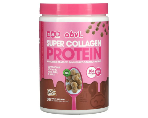 Obvi, Super Collagen Protein, Cocoa Cereal, 390 g (13.79 oz) Obvi, Super Collagen Protein, Cocoa Cereal, 390 g (13.79 oz)