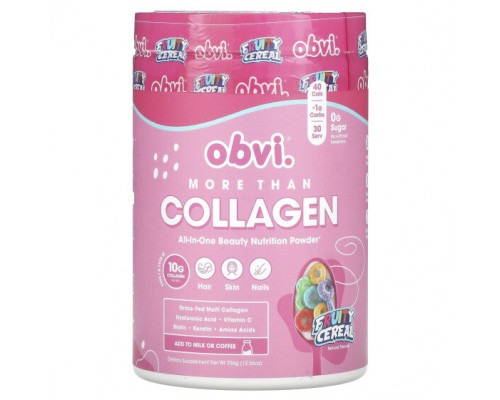 Для мышц и суставов Obvi, More Than Collagen, All-In-One Beauty Nutrition Powder, Fruity Cereal, 12.56 oz (356 g)