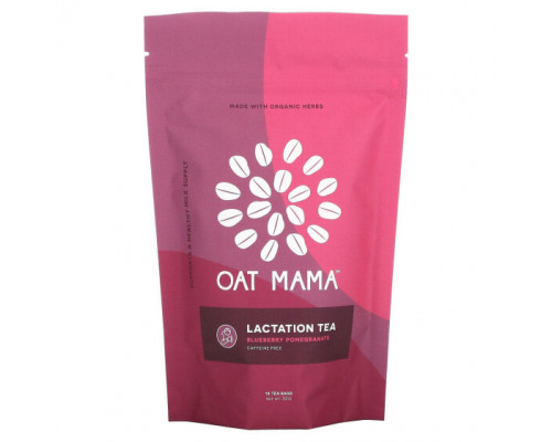 Травяные сборы и чаи Oat Mama, Lactation Tea, голубика и гранат, без кофеина, 14 чайных пакетиков, 32 г Травяные сборы и чаи Oat Mama, Lactation Tea, голубика и гранат, без кофеина, 14 чайных пакетиков, 32 г