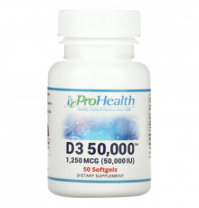 ProHealth Longevity, Vitamin D3 50,000, 1,250 mcg (50,000 IU), 50 Softgels