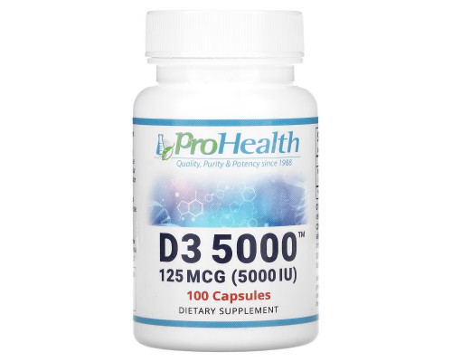 ProHealth Longevity, D3 5000, 125 mcg (5000 IU), 100 Capsules ProHealth Longevity, D3 5000, 125 mcg (5000 IU), 100 Capsules
