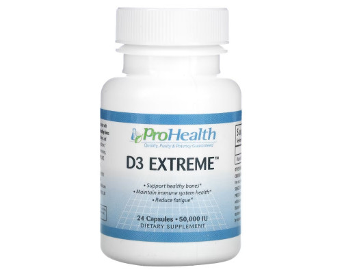 ProHealth Longevity, D3 Extreme, 50,000 IU, 24 Capsules ProHealth Longevity, D3 Extreme, 50,000 IU, 24 Capsules