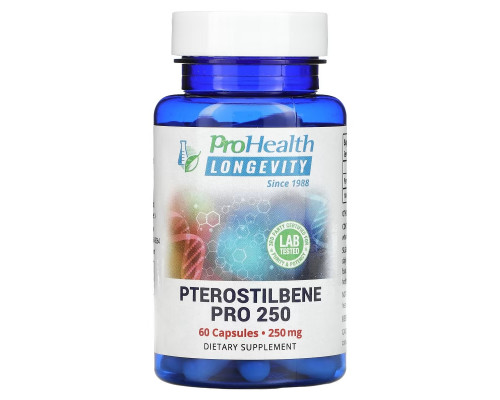 ProHealth Longevity, Pterostilbene Pro 250, 250 mg, 60 Capsules ProHealth Longevity, Pterostilbene Pro 250, 250 mg, 60 Capsules