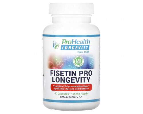 Растительные экстракты и настойки ProHealth Longevity, Fisetin Pro Longevity, 125 мг, 60 капсул Растительные экстракты и настойки ProHealth Longevity, Fisetin Pro Longevity, 125 мг, 60 капсул