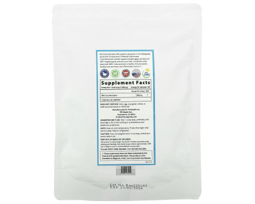 ProHealth Longevity, Micronized Trans-Resveratrol, 100 g ProHealth Longevity, Micronized Trans-Resveratrol, 100 g