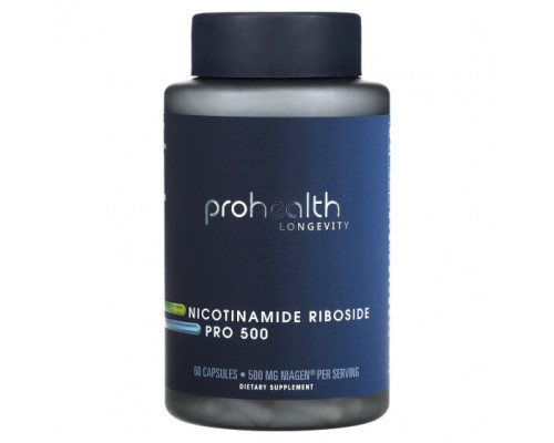 Витамины группы B ProHealth Longevity, Никотинамид рибозид про 500, 250 мг, 60 капсул Витамины группы B ProHealth Longevity, Никотинамид рибозид про 500, 250 мг, 60 капсул