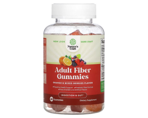 Natures Craft, Adult Fiber Gummies, Orange and Mixed Berries, 60 Gummies Natures Craft, Adult Fiber Gummies, Orange and Mixed Berries, 60 Gummies