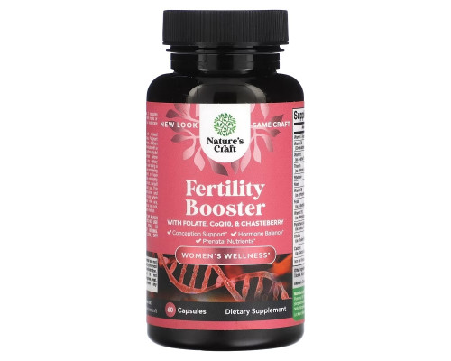 Natures Craft, Women's Wellness, Fertility Booster with Folate, CoQ10, & Chasteberry, 60 Capsules Natures Craft, Women's Wellness, Fertility Booster with Folate, CoQ10, & Chasteberry, 60 Capsules