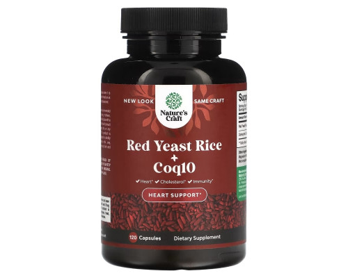 Natures Craft, Red Yeast Rice + Coq10, 120 Capsules Natures Craft, Red Yeast Rice + Coq10, 120 Capsules