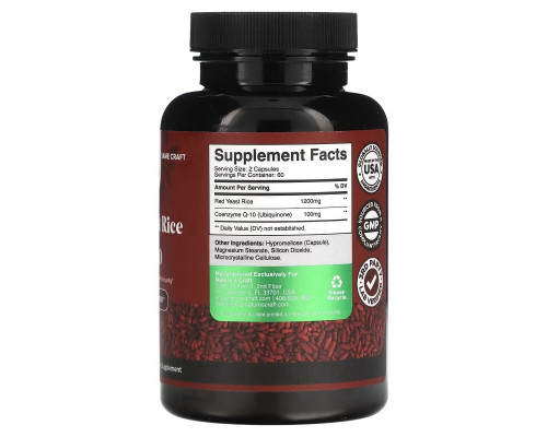 Natures Craft, Red Yeast Rice + Coq10, 120 Capsules Natures Craft, Red Yeast Rice + Coq10, 120 Capsules