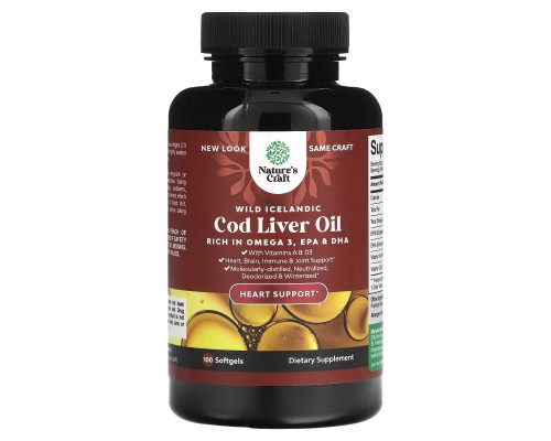 Natures Craft, Wild Icelandic Cod Liver Oil, 100 Softgels Natures Craft, Wild Icelandic Cod Liver Oil, 100 Softgels