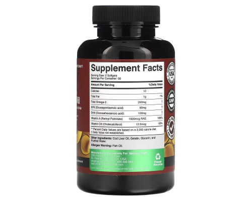 Natures Craft, Wild Icelandic Cod Liver Oil, 100 Softgels Natures Craft, Wild Icelandic Cod Liver Oil, 100 Softgels