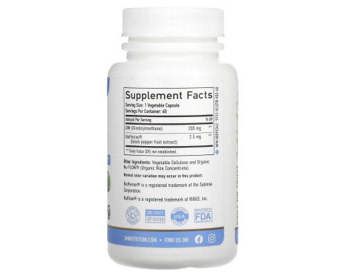 SMNutrition, DIM + BioPerine, 200 mg , 60 Capsules SMNutrition, DIM + BioPerine, 200 mg , 60 Capsules