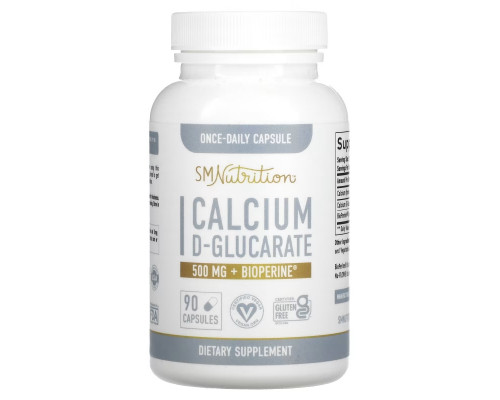 SMNutrition, Calcium D-Glucarate + BioPerine, 500 mg, 90 Capsules SMNutrition, Calcium D-Glucarate + BioPerine, 500 mg, 90 Capsules