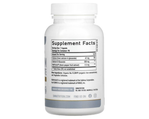SMNutrition, Calcium D-Glucarate + BioPerine, 500 mg, 90 Capsules SMNutrition, Calcium D-Glucarate + BioPerine, 500 mg, 90 Capsules