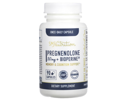 SMNutrition, Pregnenolone + Bioperine, 50 mg, 90 Capsules SMNutrition, Pregnenolone + Bioperine, 50 mg, 90 Capsules