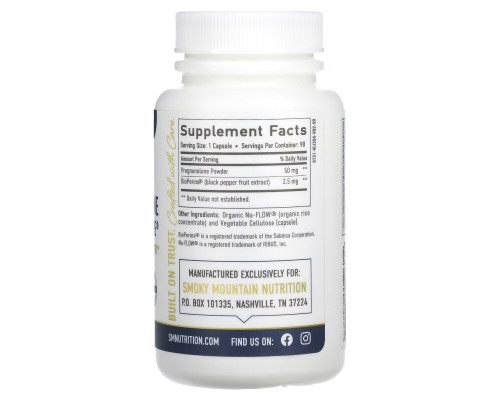 SMNutrition, Pregnenolone + Bioperine, 50 mg, 90 Capsules SMNutrition, Pregnenolone + Bioperine, 50 mg, 90 Capsules