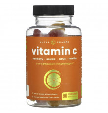 NutraChamps, Vitamin C, Natural Orange & Cherry, 60 Vegan Gummies