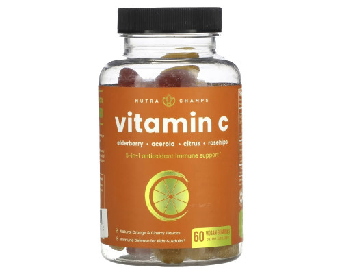 NutraChamps, Vitamin C, Natural Orange & Cherry, 60 Vegan Gummies NutraChamps, Vitamin C, Natural Orange & Cherry, 60 Vegan Gummies
