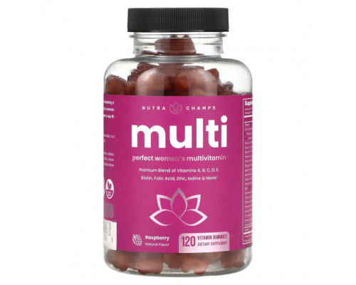 Женское здоровье NutraChamps, Multi, идеальный мультивитамин для женщин, малина, 120 жевательных таблеток Женское здоровье NutraChamps, Multi, идеальный мультивитамин для женщин, малина, 120 жевательных таблеток