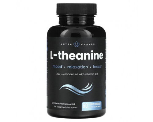 Аминокислоты NutraChamps, L-теанин, 200 мг, 60 растительных капсул Аминокислоты NutraChamps, L-теанин, 200 мг, 60 растительных капсул