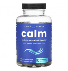 Для нервной системы NutraChamps, Calm, успокаивающие травы с L-теанином, натуральные ягоды, 90 веганских жевательных таблеток