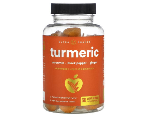 NutraChamps, Turmeric, Natural Tropical Fruit, 60 Vegan Gummies NutraChamps, Turmeric, Natural Tropical Fruit, 60 Vegan Gummies