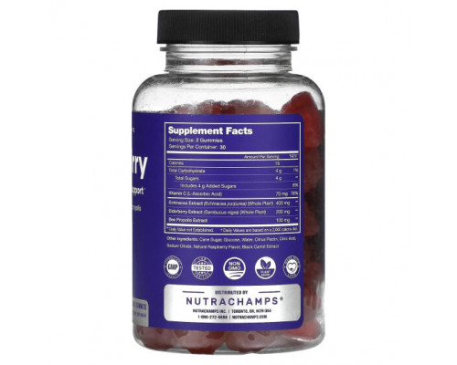 Фрукты и ягоды NutraChamps, Бузина, натуральные ягоды, 60 жевательных мармеладок из бузины Фрукты и ягоды NutraChamps, Бузина, натуральные ягоды, 60 жевательных мармеладок из бузины