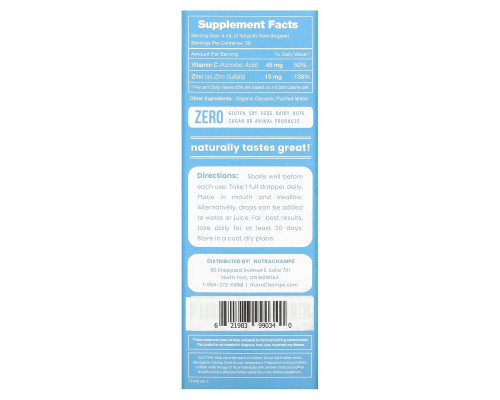 NutraChamps, Zinc, Liquid Ionic, Unflavored, 4 fl oz (120 ml) NutraChamps, Zinc, Liquid Ionic, Unflavored, 4 fl oz (120 ml)