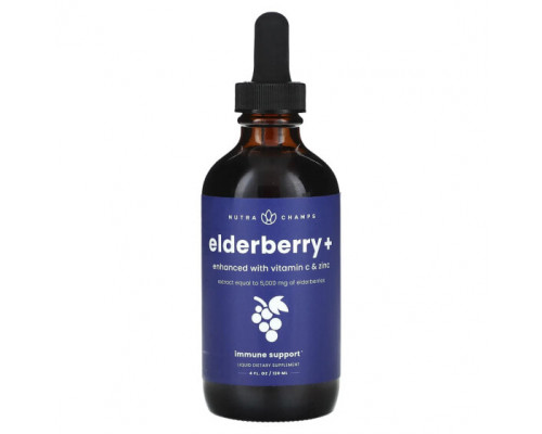 От гриппа и простуды NutraChamps, Elderberry +, обогащенная витамином C и цинком, натуральные ягоды, 120 мл (4 жидк. Унции) От гриппа и простуды NutraChamps, Elderberry +, обогащенная витамином C и цинком, натуральные ягоды, 120 мл (4 жидк. Унции)