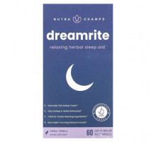 Растительные экстракты и настойки NutraChamps, Dreamrite, расслабляющее травяное средство для сна, 60 растительных капсул, которые легко глотать