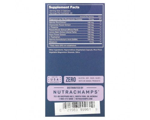 Растительные экстракты и настойки NutraChamps, Dreamrite, расслабляющее травяное средство для сна, 60 растительных капсул, которые легко глотать Растительные экстракты и настойки NutraChamps, Dreamrite, расслабляющее травяное средство для сна, 60 растительных капсул, которые легко глотать