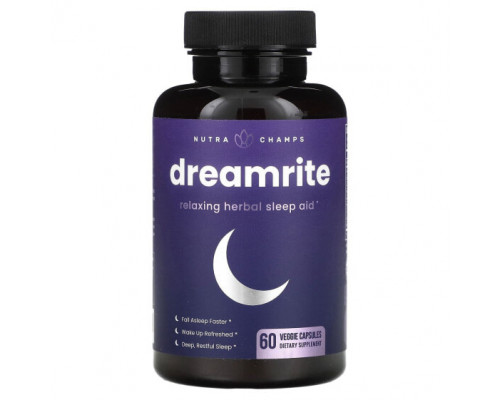 Растительные экстракты и настойки NutraChamps, Dreamrite, расслабляющее травяное средство для сна, 60 растительных капсул, которые легко глотать Растительные экстракты и настойки NutraChamps, Dreamrite, расслабляющее травяное средство для сна, 60 растительных капсул, которые легко глотать