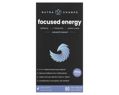 NutraChamps, Focused Energy, 60 Easy-to-Swallow Veggie Capsules NutraChamps, Focused Energy, 60 Easy-to-Swallow Veggie Capsules