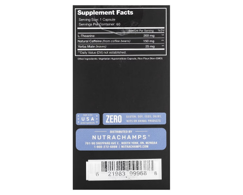NutraChamps, Focused Energy, 60 Easy-to-Swallow Veggie Capsules NutraChamps, Focused Energy, 60 Easy-to-Swallow Veggie Capsules