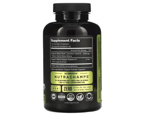 NutraChamps, Maca, 700 mg, 180 Organic Capsules NutraChamps, Maca, 700 mg, 180 Organic Capsules