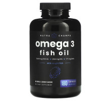 NutraChamps, Omega 3 Fish Oil, Natural Lemon, 1,200 mg, 180 Softgels