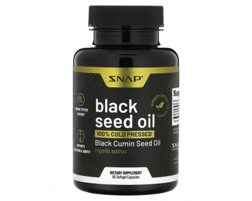 Растительные масла Snap Supplements, Масло черного тмина, 90 мягких капсул Растительные масла Snap Supplements, Масло черного тмина, 90 мягких капсул