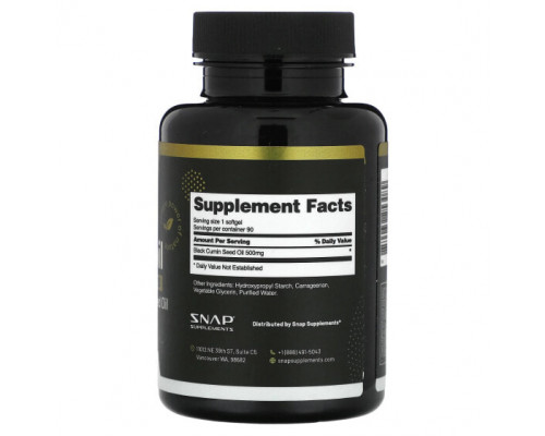 Растительные масла Snap Supplements, Масло черного тмина, 90 мягких капсул Растительные масла Snap Supplements, Масло черного тмина, 90 мягких капсул