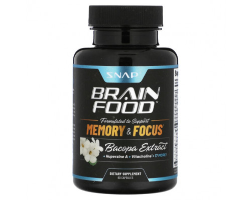Аюрведа Snap Supplements, Brain Food, экстракт бакопы, 60 капсул Аюрведа Snap Supplements, Brain Food, экстракт бакопы, 60 капсул