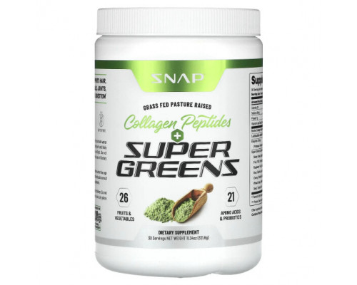 Суперфуды Snap Supplements, Коллагеновые пептиды и зелень, 321,6 г (11,34 унции) Суперфуды Snap Supplements, Коллагеновые пептиды и зелень, 321,6 г (11,34 унции)