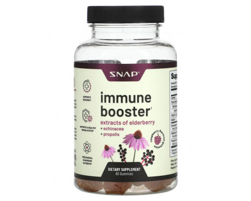 Растительные экстракты и настойки Snap Supplements, Жевательные мармеладки для иммунитета, малина, 60 жевательных таблеток Растительные экстракты и настойки Snap Supplements, Жевательные мармеладки для иммунитета, малина, 60 жевательных таблеток